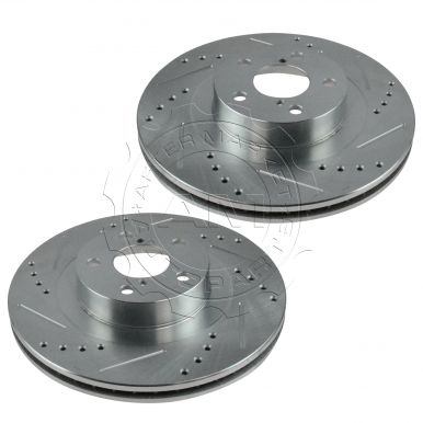 Nakamoto Performance Brake Rotor Drilled Slotted Front Coated Pair for Chrysler